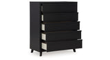 Danziar King Panel Headboard with Mirrored Dresser, Chest and 2 Nightstands in Black from Ashley - Luna Furniture
