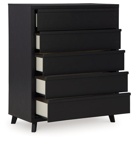 Danziar Black Queen Bed, Dresser, Mirror, Chest and Nightstand from Ashley - Luna Furniture