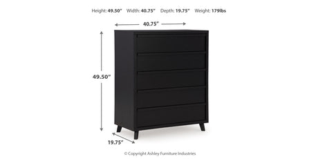 Danziar King Panel Headboard with Mirrored Dresser and Chest in Black from Ashley - Luna Furniture