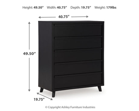 Danziar Black Queen Bed, Dresser, Mirror, Chest and Nightstand from Ashley - Luna Furniture
