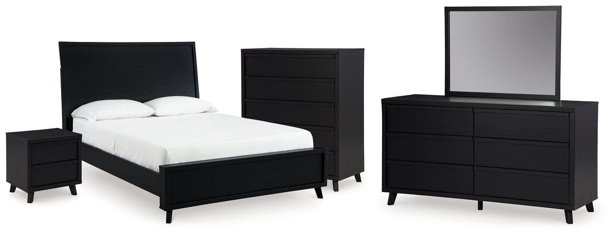 Danziar Black Queen Bed, Dresser, Mirror, Chest and Nightstand from Ashley - Luna Furniture