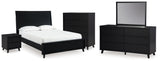Danziar Black Queen Bed, Dresser, Mirror, Chest and Nightstand from Ashley - Luna Furniture