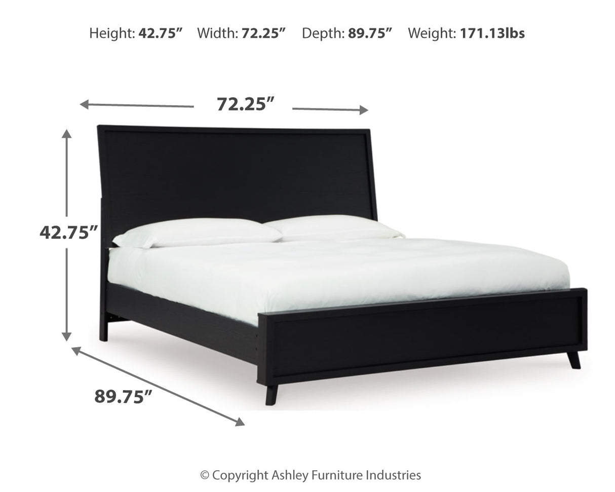 Danziar Black Queen Panel Platform Bed, Dresser and Mirror from Ashley - Luna Furniture
