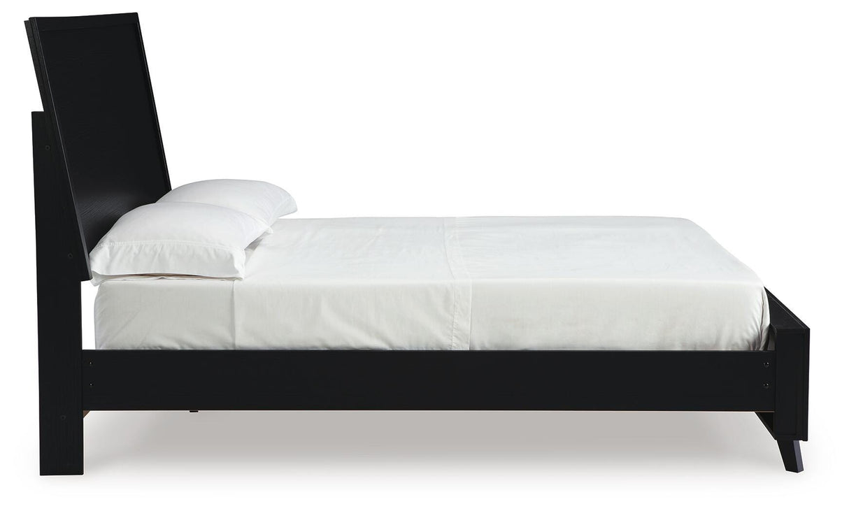 Danziar Black Queen Panel Platform Bed, Dresser and Mirror from Ashley - Luna Furniture