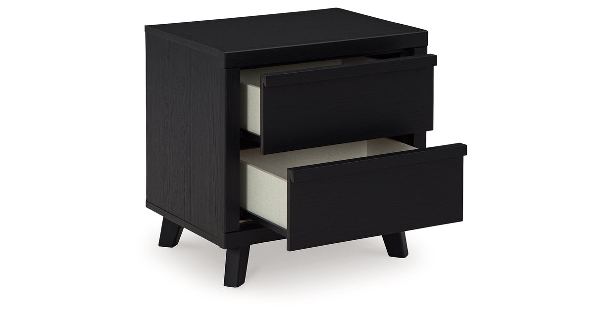 Danziar King Panel Headboard with Mirrored Dresser, Chest and 2 Nightstands in Black from Ashley - Luna Furniture