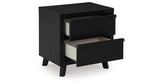Danziar King Panel Headboard with Mirrored Dresser, Chest and 2 Nightstands in Black from Ashley - Luna Furniture