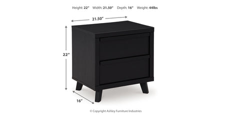 Danziar King Panel Headboard with Mirrored Dresser and 2 Nightstands in Black from Ashley - Luna Furniture