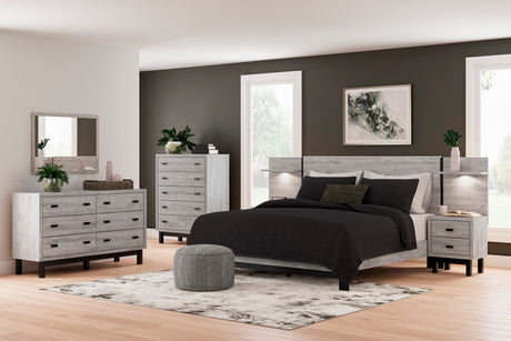Vessalli Gray Panel Bedroom Set with 2 Nightstands from Ashley - Luna Furniture