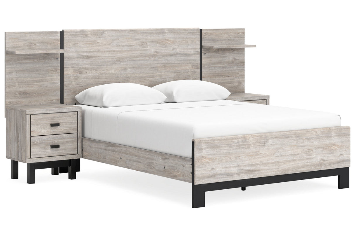 Vessalli Gray Queen Panel Bed with 2 Nightstand from Ashley - Luna Furniture