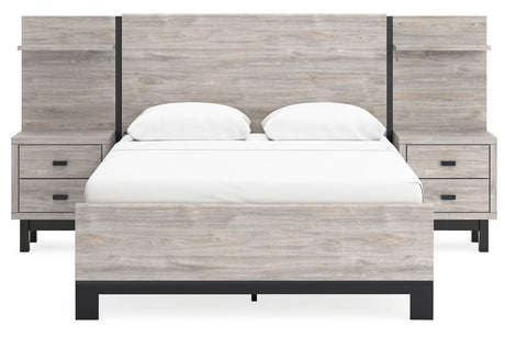 Vessalli Gray Queen Panel Bed with 2 Nightstand from Ashley - Luna Furniture