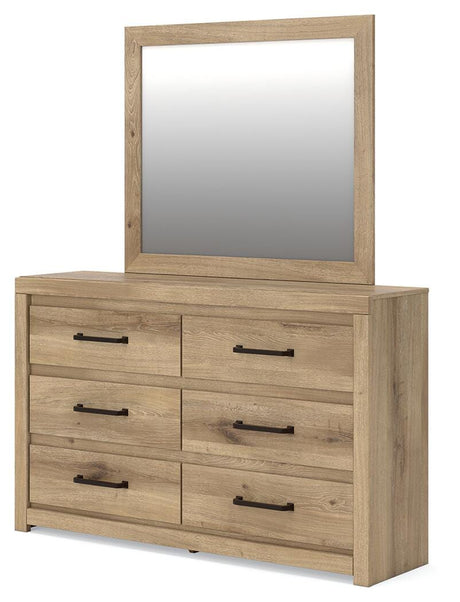 Brozmont Tan Full Platform Bed, Dresser and Mirror from Ashley - Luna Furniture