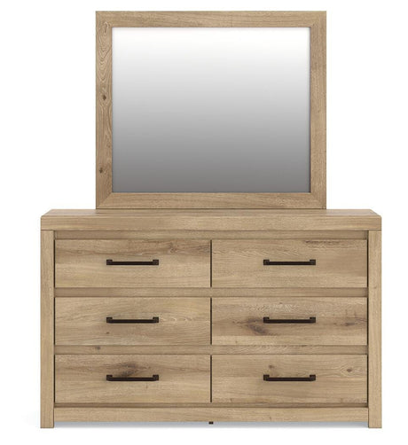 Brozmont Tan Full Platform Bed, Dresser and Mirror from Ashley - Luna Furniture