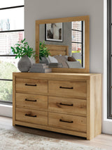 Brozmont Tan Dresser and Mirror from Ashley Furniture - Luna Furniture