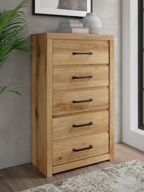 Brozmont Tan Chest of Drawers from Ashley - Luna Furniture
