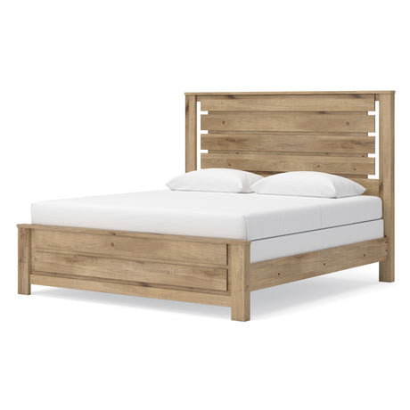 Brozmont Tan King Panel Bed from Ashley - Luna Furniture
