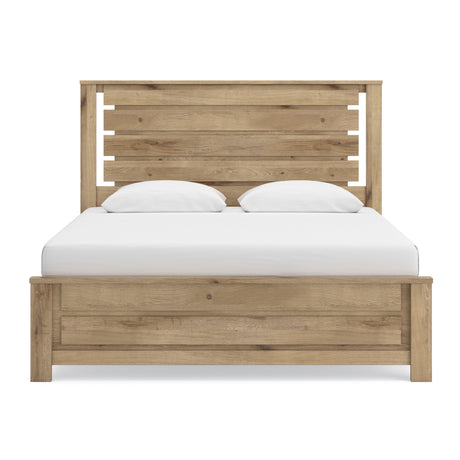 Brozmont Tan King Panel Bed from Ashley - Luna Furniture