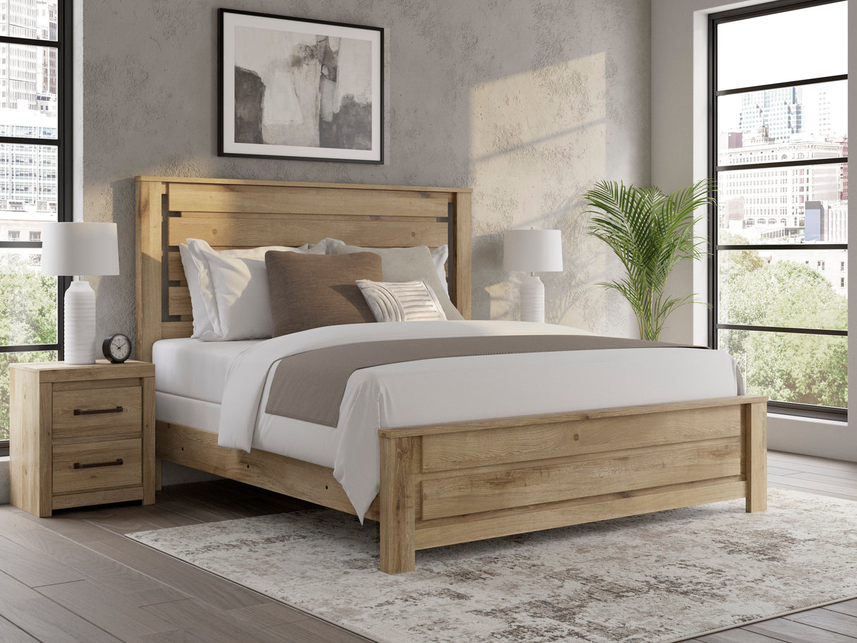 Brozmont Tan King Panel Bed