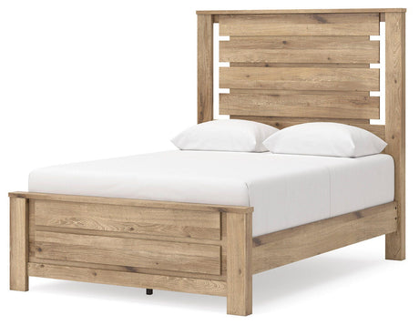 Brozmont Tan Full Platform Bed, Dresser and Mirror from Ashley - Luna Furniture
