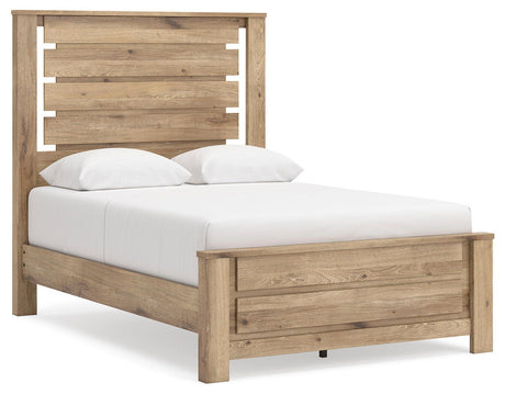Brozmont Tan Full Platform Bed, Dresser and Mirror from Ashley - Luna Furniture