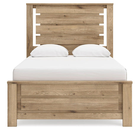 Brozmont Tan Full Platform Bed, Dresser and Mirror from Ashley - Luna Furniture