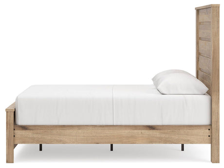 Brozmont Tan Full Platform Bed, Dresser and Mirror from Ashley - Luna Furniture