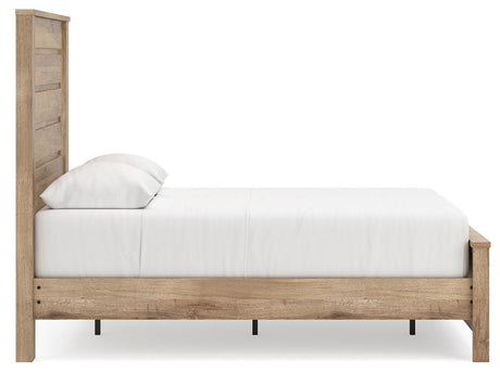 Brozmont Tan Full Platform Bed, Dresser and Mirror from Ashley - Luna Furniture