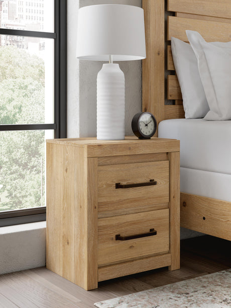 Brozmont Tan Nightstand from Ashley - Luna Furniture