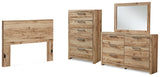 Hyanna Queen Panel Headboard with Mirrored Dresser and Chest in Tan Brown from Ashley Furniture - Luna Furniture