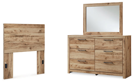 Hyanna Tan Brown Twin Panel Headboard, Dresser and Mirror from Ashley - Luna Furniture