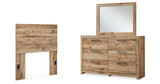 Hyanna Twin Panel Headboard with Mirrored Dresser in Tan Brown from Ashley Furniture - Luna Furniture