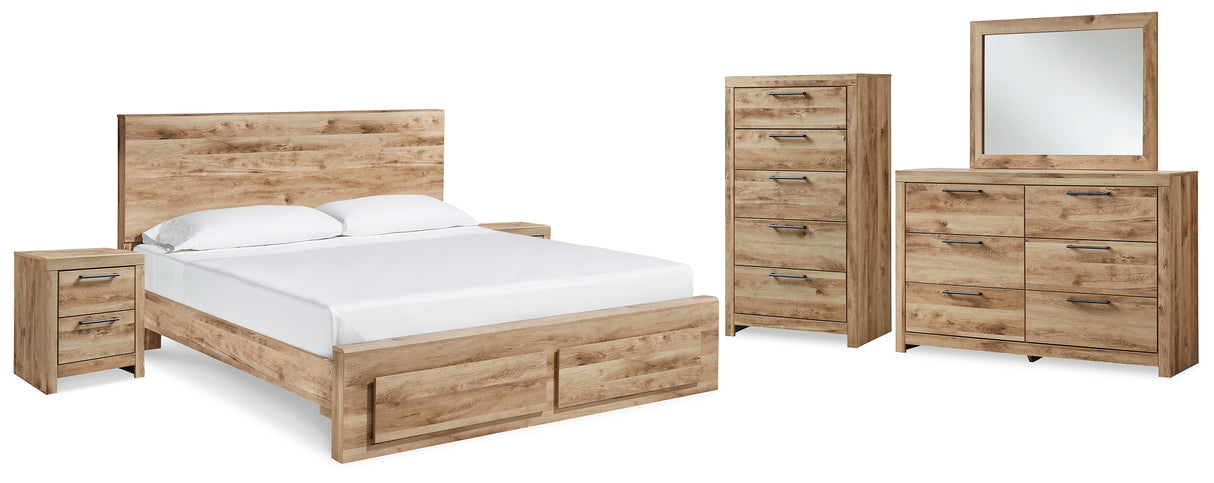 Hyanna Queen Panel Storage Bed, Dresser, Mirror, Chest and 2 Nightstands from Ashley - Luna Furniture