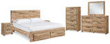 Hyanna Queen Panel Storage Bed, Dresser, Mirror, Chest and 2 Nightstands from Ashley - Luna Furniture