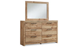 Hyanna Twin Panel Bed with Storage with Mirrored Dresser and 2 Nightstands in Tan Brown from Ashley - Luna Furniture