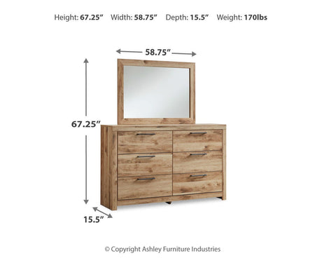 Hyanna King Panel Bed with Mirrored Dresser and 2 Nightstands in Tan Brown from Ashley - Luna Furniture