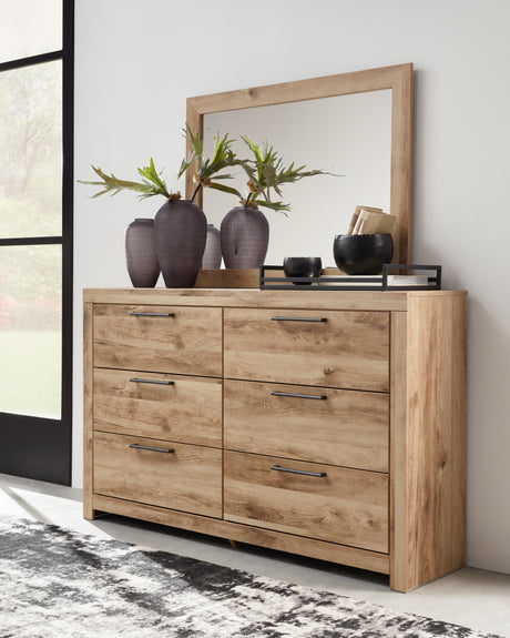 Hyanna Tan Brown Twin Panel Bed with Storage with Mirrored Dresser from Ashley - Luna Furniture