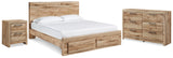 Hyanna Tan Brown Queen Panel Storage Bed, Dresser and Nightstand from Ashley Furniture - Luna Furniture