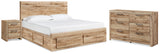 Hyanna Tan Brown Queen Storage Bed, Dresser and Nightstand from Ashley - Luna Furniture