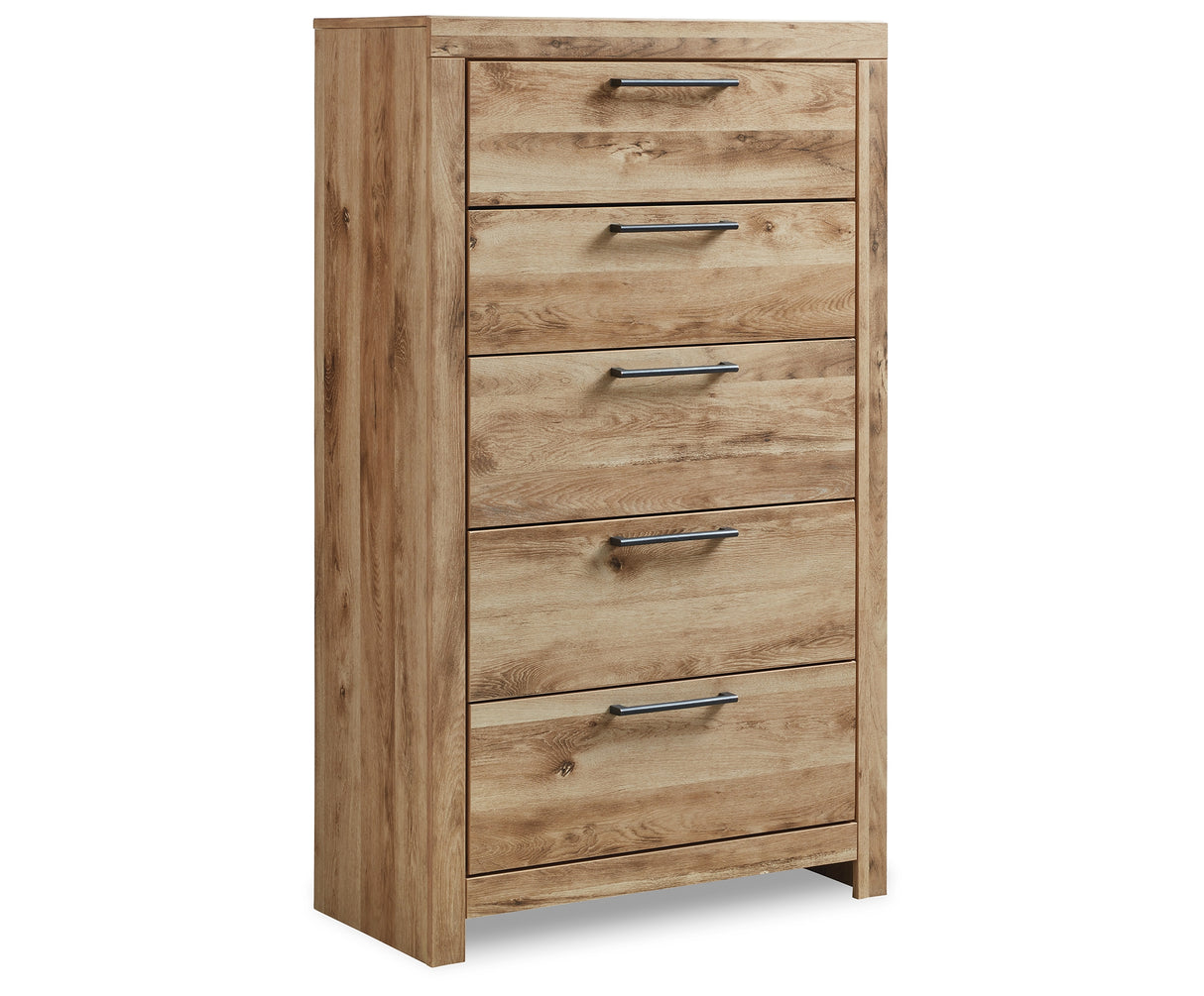Hyanna King Panel Headboard with Mirrored Dresser and Chest in Tan Brown from Ashley Furniture - Luna Furniture