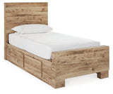 Hyanna Tan Brown Twin Storage Platform Bed with 4 Drawers from Ashley - Luna Furniture