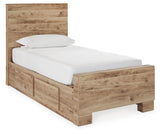 Hyanna Tan Brown Twin Storage Platform Bed with 2 Drawers from Ashley Furniture - Luna Furniture