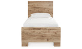 Hyanna Twin Panel Bed with Storage with Mirrored Dresser and 2 Nightstands in Tan Brown from Ashley - Luna Furniture