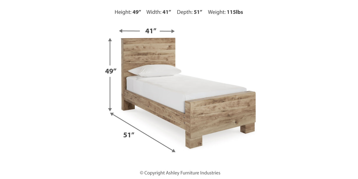 Hyanna Twin Panel Bed with Mirrored Dresser, Chest and 2 Nightstands in Tan Brown from Ashley Furniture - Luna Furniture
