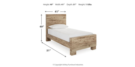 Hyanna Twin Panel Bed with Mirrored Dresser, Chest and 2 Nightstands in Tan Brown from Ashley - Luna Furniture