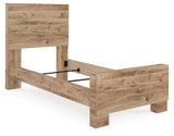 Hyanna Tan Brown Twin Panel Bed with Mirrored Dresser from Ashley Furniture - Luna Furniture