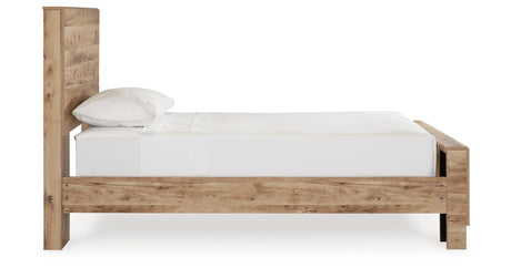 Hyanna Twin Panel Bed with Mirrored Dresser, Chest and 2 Nightstands in Tan Brown from Ashley - Luna Furniture