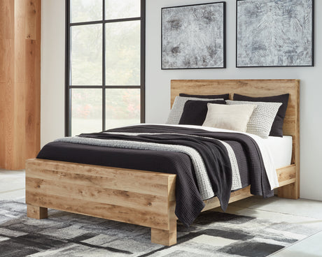 Hyanna Tan Brown King Panel Bed, Dresser and Mirror from Ashley - Luna Furniture