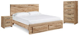 Hyanna Tan Brown Queen Storage Bed, Chest and Nightstand from Ashley - Luna Furniture