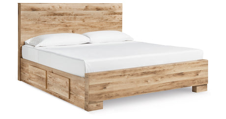 Hyanna Tan Brown King Storage Platform Bed with 4 Drawers from Ashley Furniture - Luna Furniture