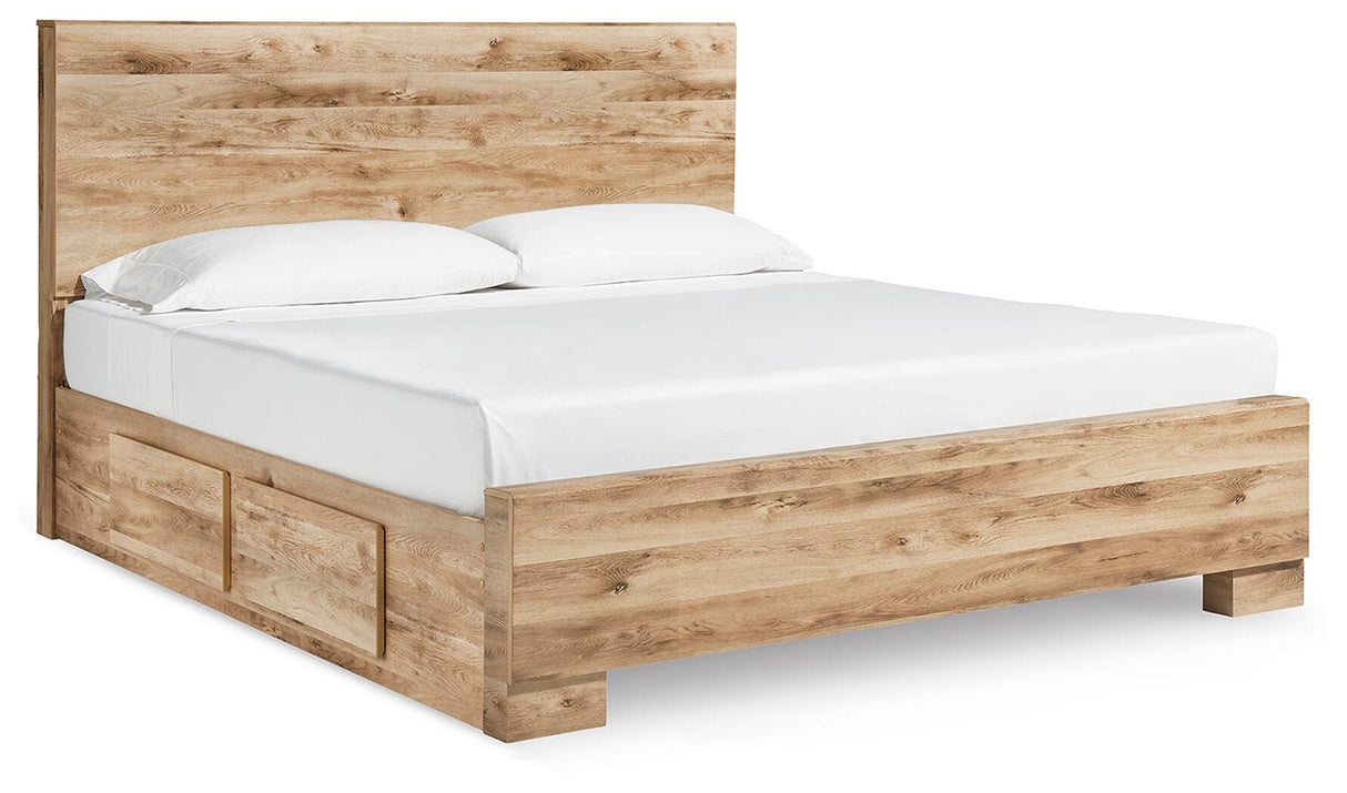 Hyanna Tan Brown King Storage Platform Bed with 4 Drawers from Ashley Furniture - Luna Furniture