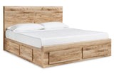 Hyanna Tan Brown Queen Storage Platform Bed with 4 Drawers from Ashley - Luna Furniture